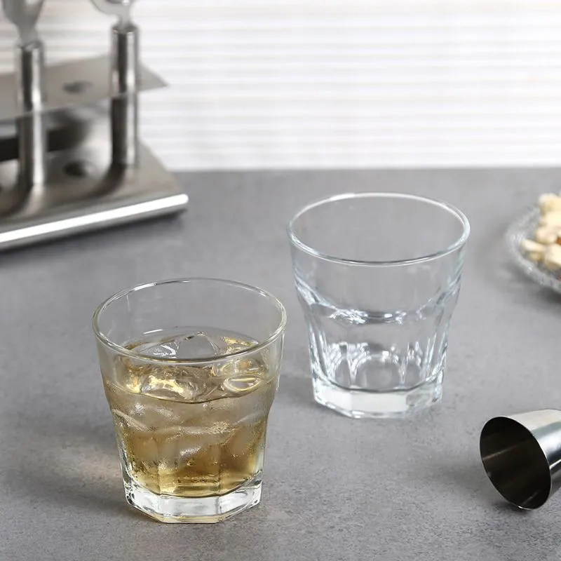 Morocco Whiskey Glasses Clear Crystal Beverageware | Set of 6 | 3 x 4 inches | 230ml