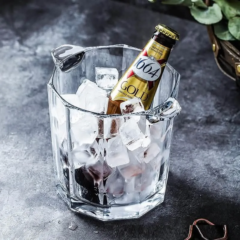 Stylish Crystal Glass Ice Bucket for Wine, Champagne, and Spirits